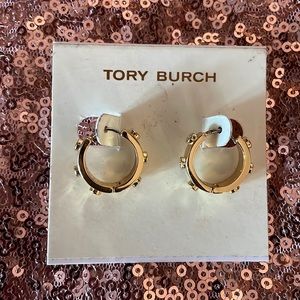 Tory Burch gold tone huggie earrings